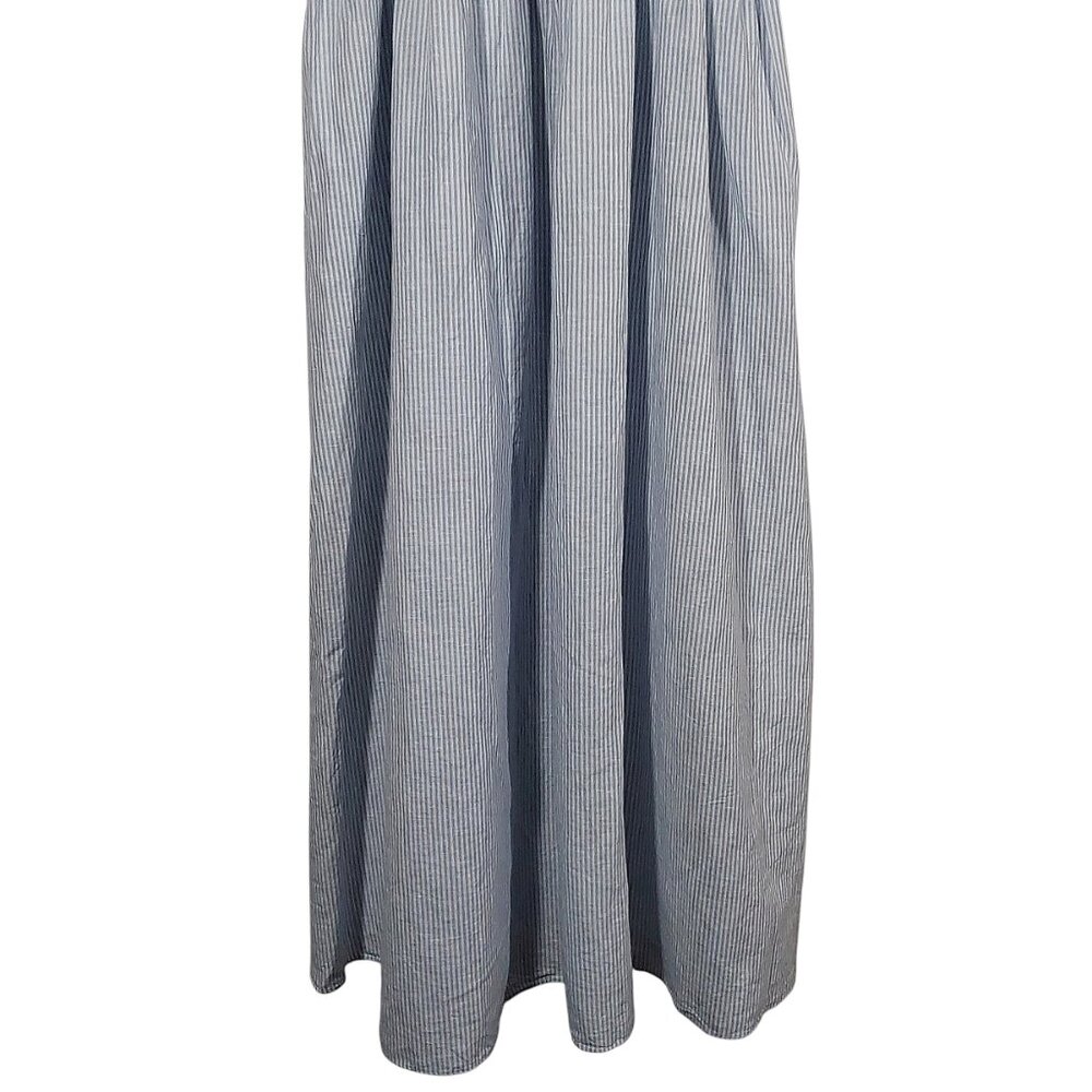 NWT J. Crew Linen/Cotton Smocked Bodice Blue Pinstripe Summer Sundress - XXL - Picture 4 of 10